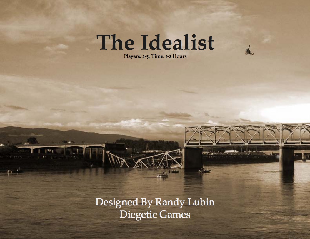 The cover of The Idealist - a bridge collapsed into a river