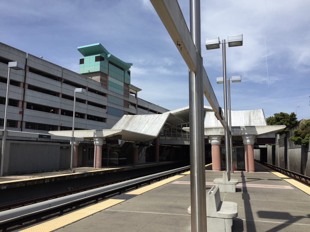 Colma Bart Station - in the middle of our journey